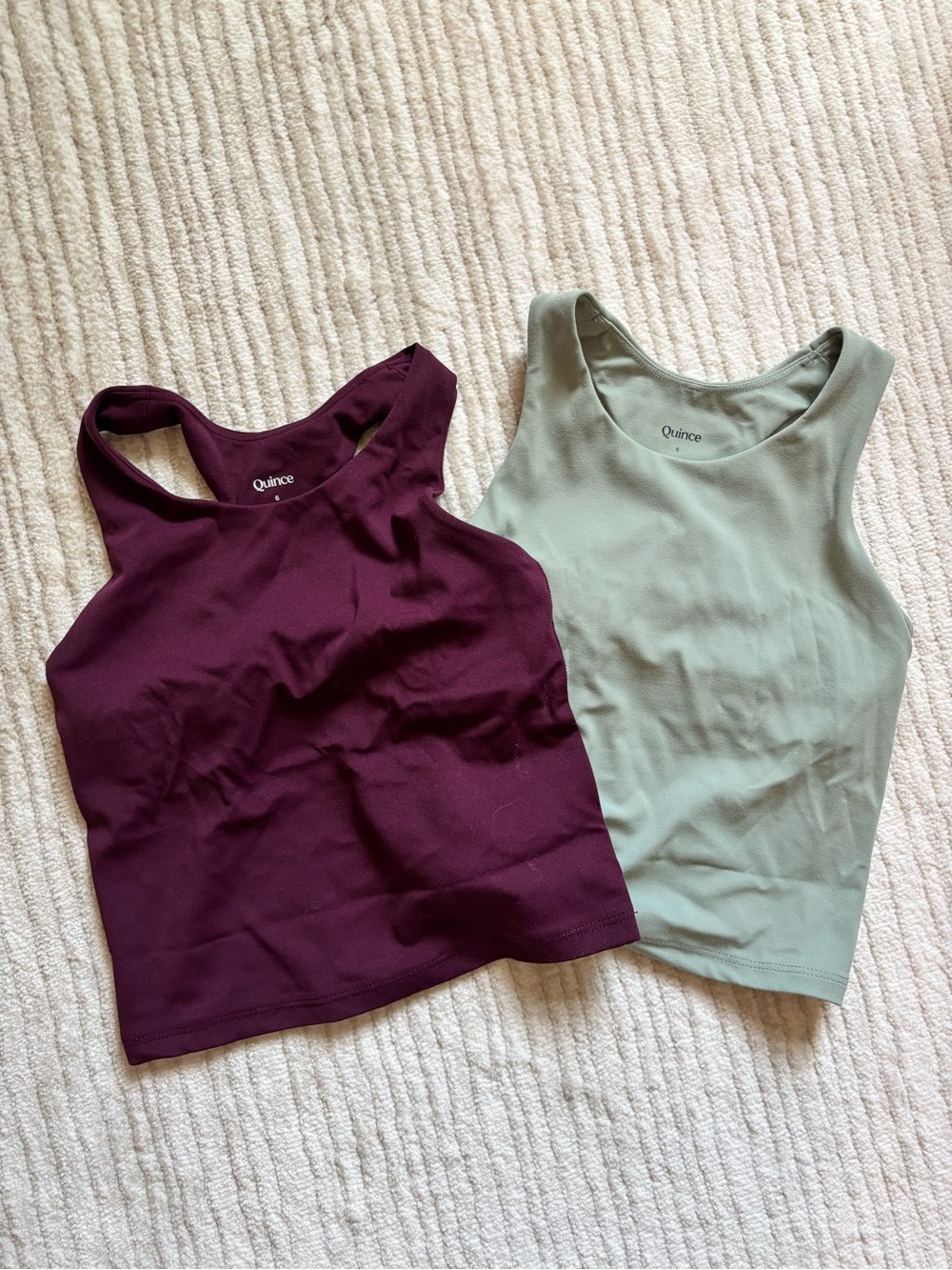 Two Quince Girls Sleeveless Activewear Tanks - Plum and Sage